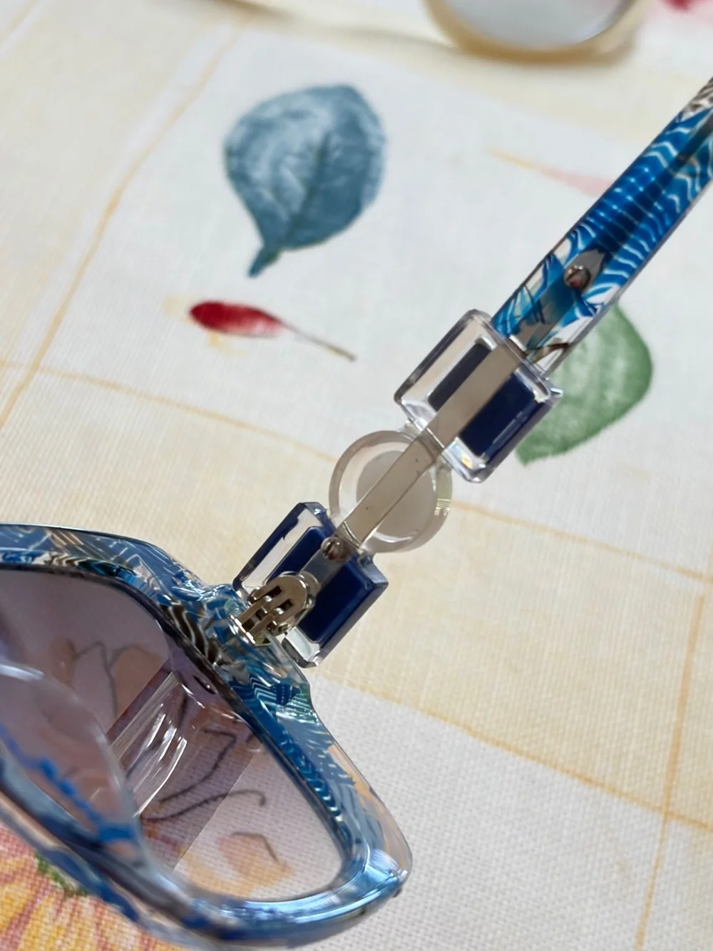 CHANEL Blue Patterned Square Sunglasses with Gradient Lenses